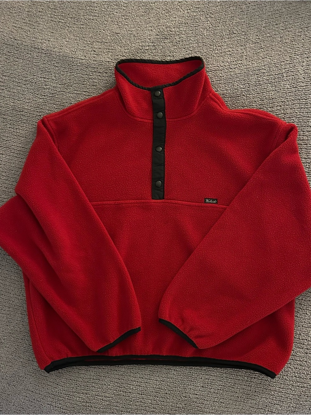 Woolrich Red Snap-Front Fleece Pullover